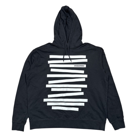 DSQUARED2 Classified Relaxed Print Terry Fleece Drawstring Hoodie Mens XL - Picture 1 of 9